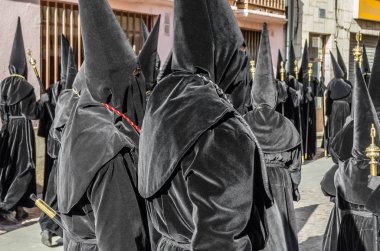 Zamora, İspanya - 25 Mart 2016: Geleneksel İspanyolca kutsal hafta (Semana Noel Baba) alay üzerinde Kutsal Cuma sokaklarda Zamora (Castilla y Leon), İspanya