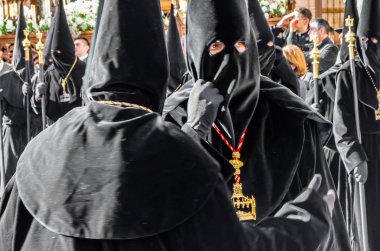 Zamora, İspanya - 25 Mart 2016: Geleneksel İspanyolca kutsal hafta (Semana Noel Baba) alay üzerinde Kutsal Cuma sokaklarda Zamora (Castilla y Leon), İspanya