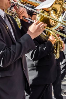 Zamora, İspanya - 25 Mart 2016: Geleneksel İspanyolca kutsal hafta (Semana Noel Baba) alay üzerinde Kutsal Cuma sokaklarda Zamora (Castilla y Leon), İspanya