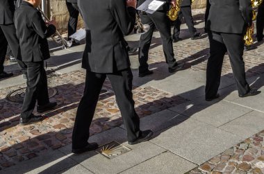 Zamora, İspanya - 25 Mart 2016: Geleneksel İspanyolca kutsal hafta (Semana Noel Baba) alay üzerinde Kutsal Cuma sokaklarda Zamora (Castilla y Leon), İspanya