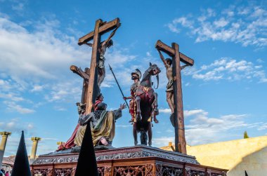 Zamora, İspanya - 25 Mart 2016: Geleneksel İspanyolca kutsal hafta (Semana Noel Baba) alay üzerinde Kutsal Cuma sokaklarda Zamora (Castilla y Leon), İspanya