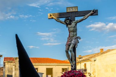 Zamora, İspanya - 25 Mart 2016: Geleneksel İspanyolca kutsal hafta (Semana Noel Baba) alay üzerinde Kutsal Cuma sokaklarda Zamora (Castilla y Leon), İspanya