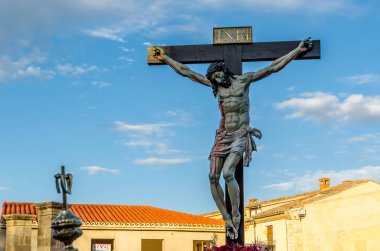 Zamora, İspanya - 25 Mart 2016: Geleneksel İspanyolca kutsal hafta (Semana Noel Baba) alay üzerinde Kutsal Cuma sokaklarda Zamora (Castilla y Leon), İspanya