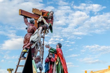 Zamora, İspanya - 25 Mart 2016: Geleneksel İspanyolca kutsal hafta (Semana Noel Baba) alay üzerinde Kutsal Cuma sokaklarda Zamora (Castilla y Leon), İspanya