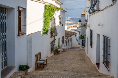 Alicante ili, İspanya 'nın Akdeniz beyaz köyü Altea' da mimarlık