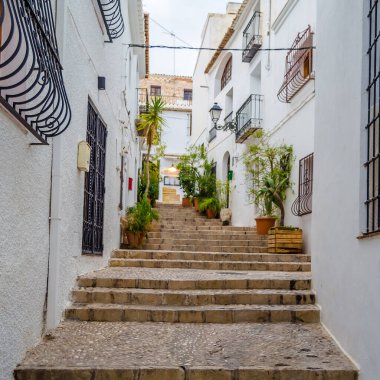 Alicante ili, İspanya 'nın Akdeniz beyaz köyü Altea' da mimarlık