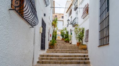 Alicante ili, İspanya 'nın Akdeniz beyaz köyü Altea' da mimarlık