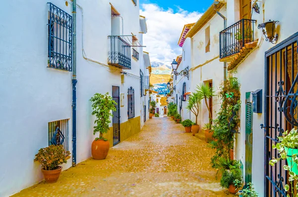 Arquitectura Pueblo Blanco Mediterráneo Altea Provincia Alicante España Ilustración Colorida — Foto de Stock