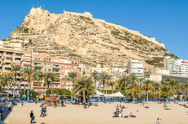 Alicante España Diciembre 2018 Vista Playa Ciudad Mediterránea Alicante — Foto de Stock