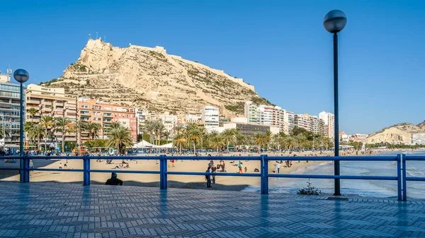 Alicante España Diciembre 2018 Vista Playa Ciudad Mediterránea Alicante — Foto de Stock