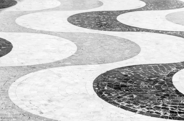 Imagem Preto Branco Pavimento Paralelepípedos Alicante Espanha Fundo Texturizado — Fotografia de Stock