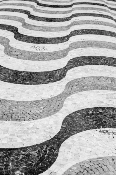 Černobílý Obraz Dlážděné Dlažby Alicante Španělsko Texturované Pozadí — Stock fotografie