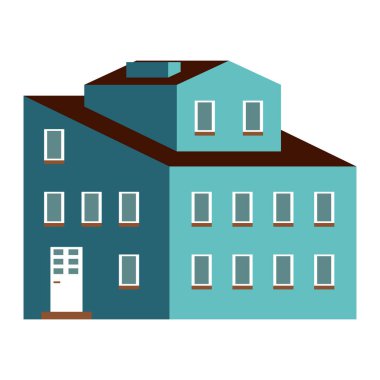 Düz çizgi film evi. Güzel, parlak bir illüstrasyon. Vektör illüstrasyonu.