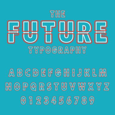 Modern soyut tipografik yazı tipi ve alfabe. Minimum tasarım. Vektör İllüstrasyonu.