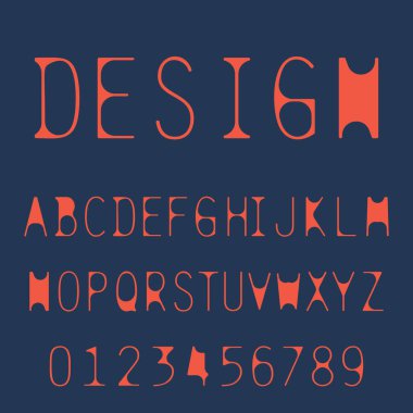 Modern soyut tipografik yazı tipi ve alfabe. Minimum tasarım. Vektör İllüstrasyonu.