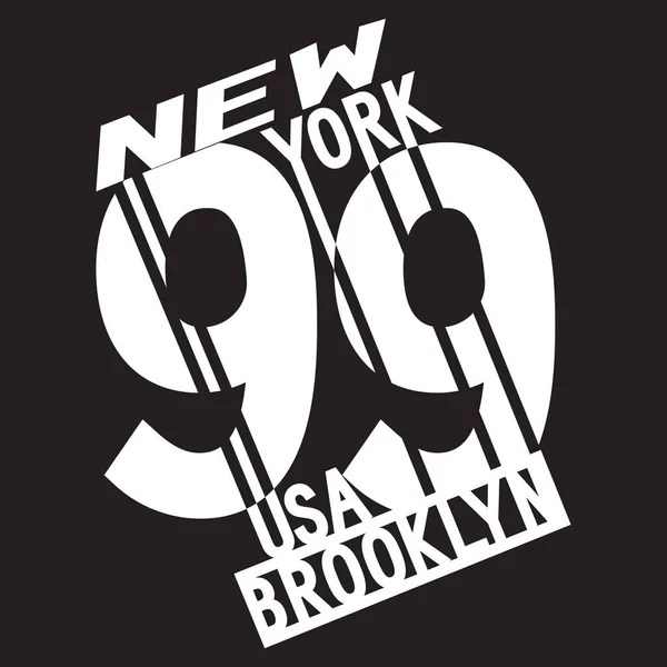 New York Fashion Typography Sport Emblem Design Number Graphic Print — стоковый вектор