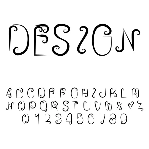 Оригінальні Листи Сучасний Абстрактний Алфавіт Латинськими Літерами Цифрами Векторна Ілюстрація — стоковий вектор