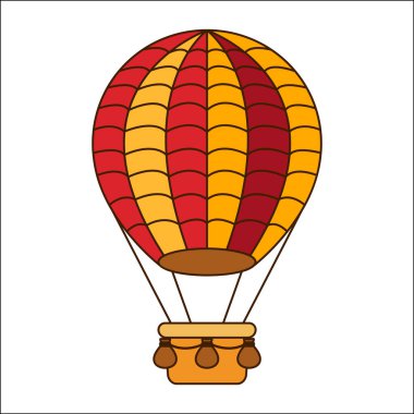Düz renkli sıcak hava balonu. Vektör illüstrasyonu.