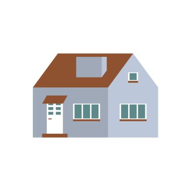 Düz çizgi film evi. Güzel, parlak bir illüstrasyon. Vektör illüstrasyonu.