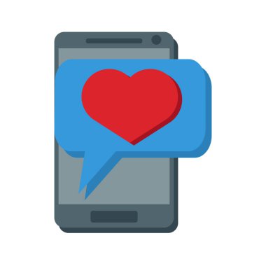 Mobil İletişim Sosyal Ağı, Romantik Mesaj, Aşk Sohbeti. Logo Tasarım Elemanı. Vektör.