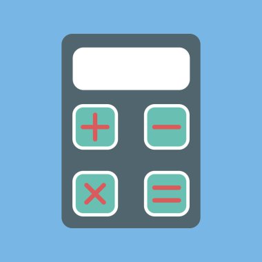 Bir hesap makinesi simgesi. Matematiksel hesaplamaların sembolü. Vektör görüntüsü. Tamamıyla düzenlenebilir resim.