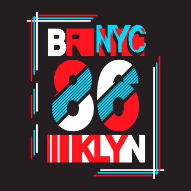 New York, Brooklyn. Tişört, pankart, poster ve benzeri şeylerin tasarımı için tedarik. Vektör resmi.
