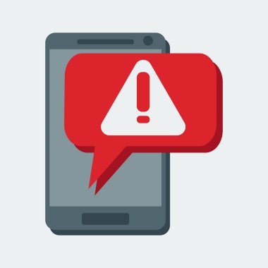 Bildirim simgesi. Mesajın önemi hakkında bir uyarı. İlgi göstergesi. Ünlem işareti. Vektör