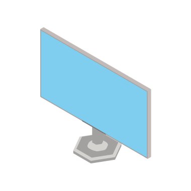 Monitörün görüntüsü. Isometric 3D tarzı. Vektör grafikleri.