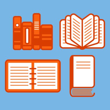 Kitapların vektör simgeleri. Kitap. Web tasarımı için işaretler. Karakterler