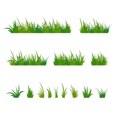 Set of green tufts grass, herbaceous plants. Design elements isolated on white background. Vector illustration. vector Set of green tufts grass, herbaceous plants. Design elements isolated on white background. Vector illustration. vector