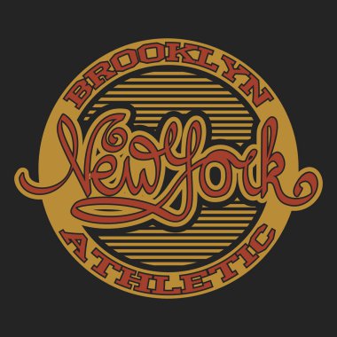New York Brooklyn Sport tipografi amblemi, tişört pulu grafikleri, tee baskısı, atletik giyim tasarımı