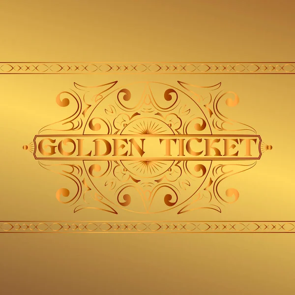 Goldener Ticketglanz Golden Geschenk Preis Glanz Rabattkarte Eintrittsmuster Ornament Vektorillustration — Stockvektor