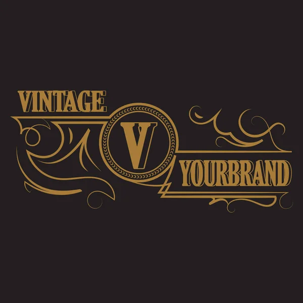Antique Label Vintage Frame Design Typography Retro Logo Template Vector — Stock Vector
