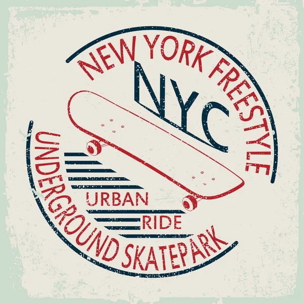 New York Skate Typografie Sportovní Grafika Pro Trička Vektory — Stockový vektor