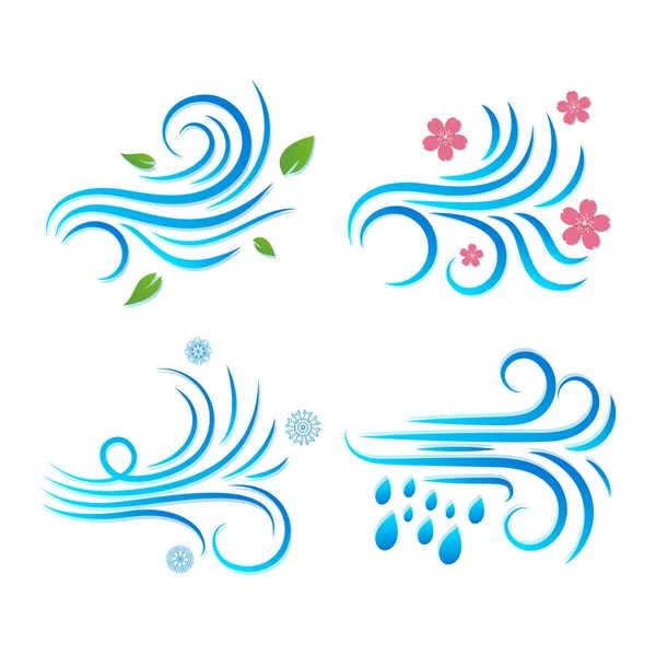 Conjunto Iconos Vectoriales Viento Iconos Meteorológicos — Vector de stock