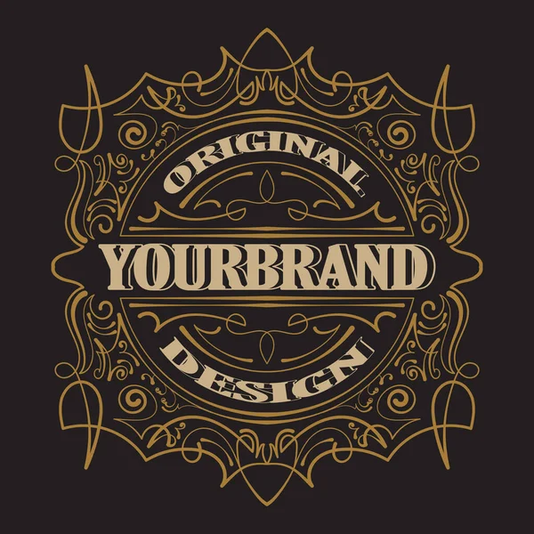 Antika etiket, klasik çerçeve tasarımı, tipografi, retro logo şablonu, vektör