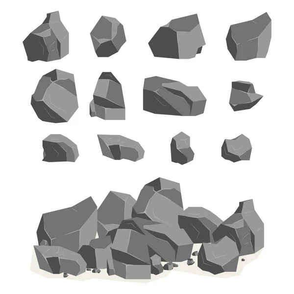 Conjunto Piedras Dibujos Animados Rocas Estilo Isométrico Conjunto Varias Rocas — Archivo Imágenes Vectoriales