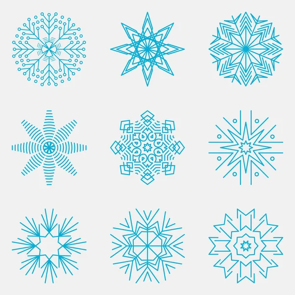 Schneeflocken Set Schneeflocken Winterkollektion Vektorillustration — Stockvektor