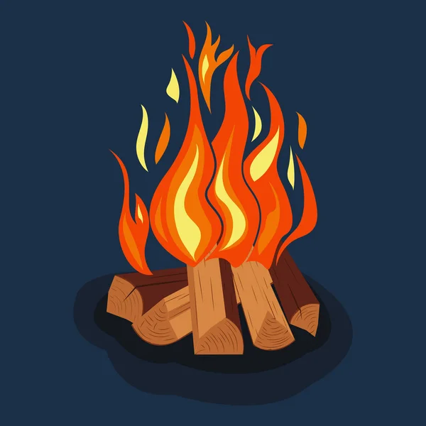 たき火 薪の山の燃焼 キャンプファイヤーアイコン ベクター画像 — ストックベクタ