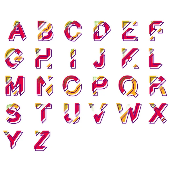 Alfabeto Tipográfico Linear Moderno Conjunto Contém Cores Vibrantes Design Mínimo — Vetor de Stock