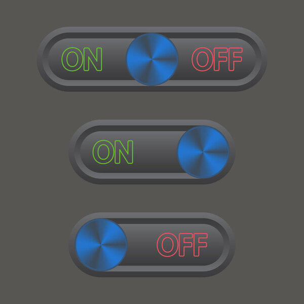 Icon set On and Off Toggle switch button. Vector illustration.