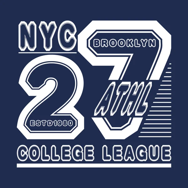 New York Brooklyn Desporto Desgaste Grunge Tipografia Emblema Shirt Carimbo —  Vetores de Stock