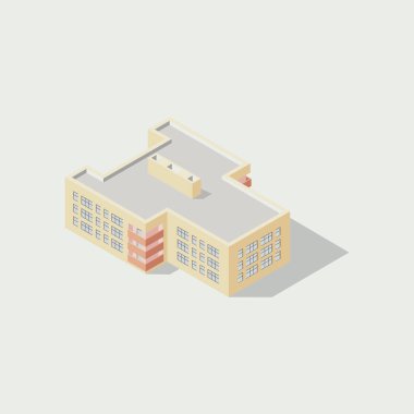 Şehir altyapı mimarisi inşa eden vektör izometrik ikon şehir haritası oluşturma için düşük poli binasını temsil eden 3D element.