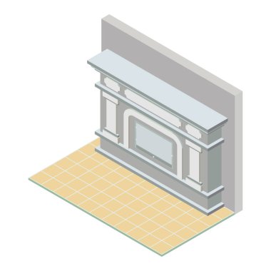 Vektör izometrik şömine simgesi, 3D düz element.