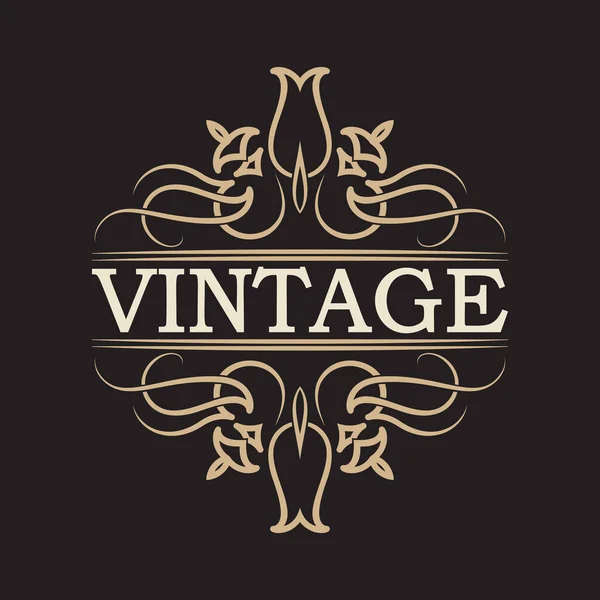 Antique Label Vintage Frame Design Typography Retro Logo Template Vector — Stock Vector