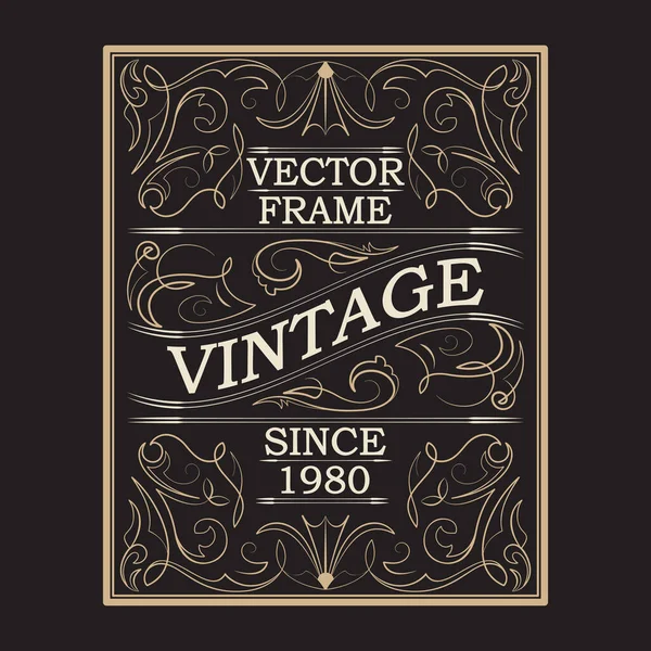 Antiek Label Vintage Frame Design Typografie Retro Logo Template Vector — Stockvector