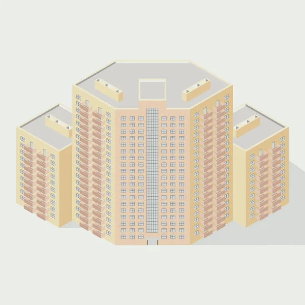 Icoana Izometrică Vectorială Clădire Apartamente Arhitectură Infrastructură Oraș Element Reprezentând — Vector de stoc