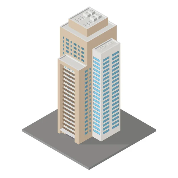 Icoana Izometrică Vectorială Clădirii Apartamente Infrastructură Urbană Element Arhitectural Reprezentând — Vector de stoc