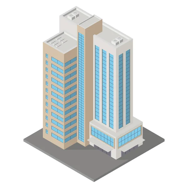 Icoana Izometrică Vectorială Clădirii Apartamente Infrastructură Urbană Element Arhitectural Reprezentând — Vector de stoc