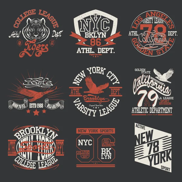 Spor Typography Graphics logo seti, T-shirt Yazdırma Tasarımı orijinal giyim, Spor kıyafetleri için Klasik Yazdırma.